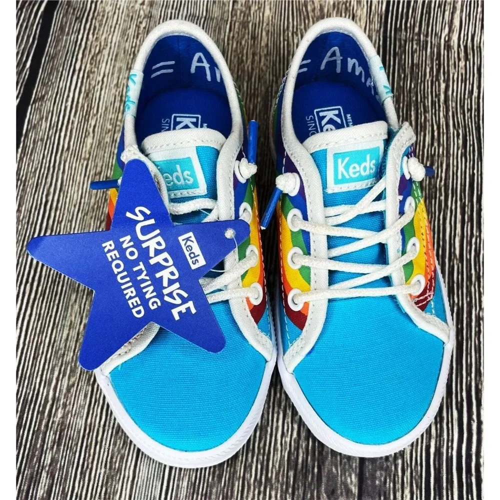 NEW Keds Girls Kids Toddler Rainbow Pride B The Change Faux Tie Shoes Size 6.5 M